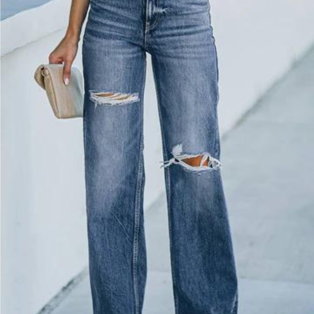 Classic Blue Distressed Women's Jeans